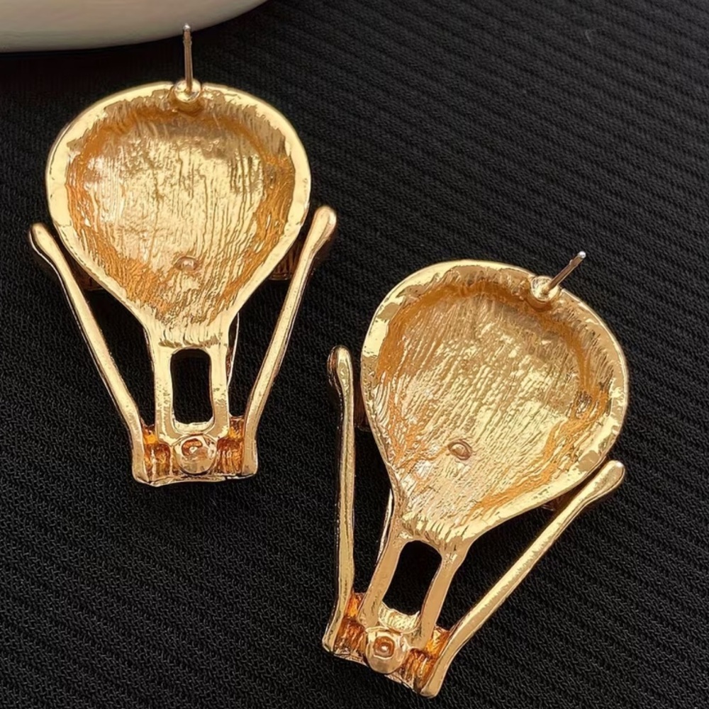 Mackenzie Elegant Gold and Black Hot Air Balloon Earrings - Picture 7 of 7
